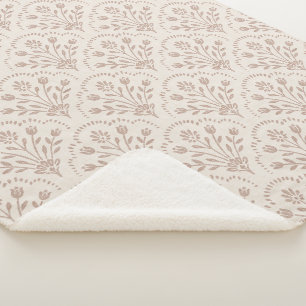 Rustic New Farmhouse Terracotta Floral Scallop Sherpa Blanket