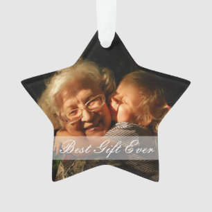 Rustic New Grandma 1st Christmas Milestone Photo Ornament