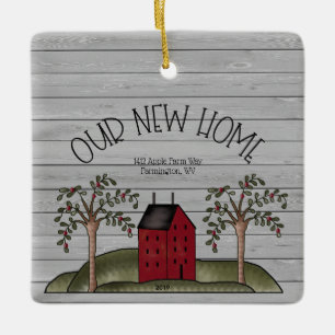 Rustic New Home First Christmas Custom Ceramic Ornament