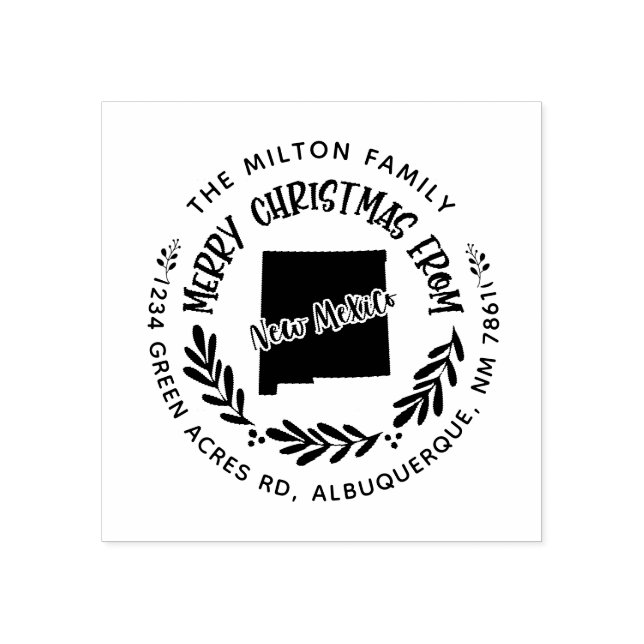 rustic new mexico merry christmas return address rubber stamp (Imprint)