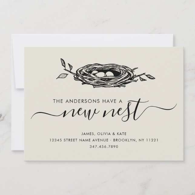 Rustic New Nest Home Change of Address Moving Announcement (Front)