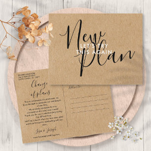 Rustic New Plan Change the Date Postponed Event Announcement Postcard