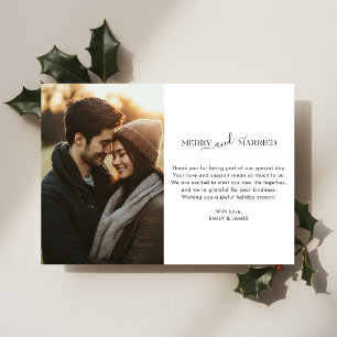 Rustic Newlywed Merry & Married Christmas Photo Holiday Card