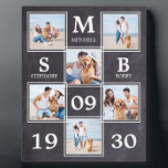 Rustic Newlywed Wedding Personalised Photo Collage Plaque<br><div class="desc">Celebrate the newlyweds and give a special personalised gift with this monogrammed custom photo collage wedding keepsake plaque in a rustic chalkboard slate design . This unique newlywed photo collage plaque will be a treasured keepsake. Customise with 6 of your favourite engagement, wedding, or honeymoon photos, and personalise with monogram...</div>