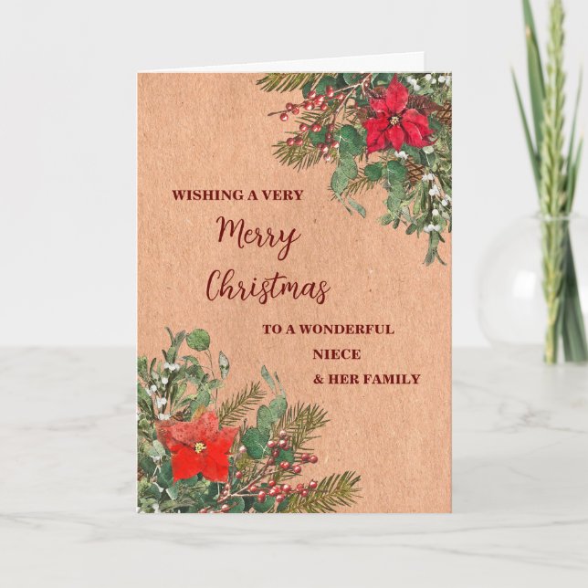 Rustic Niece & Family Merry Christmas Card (Front)