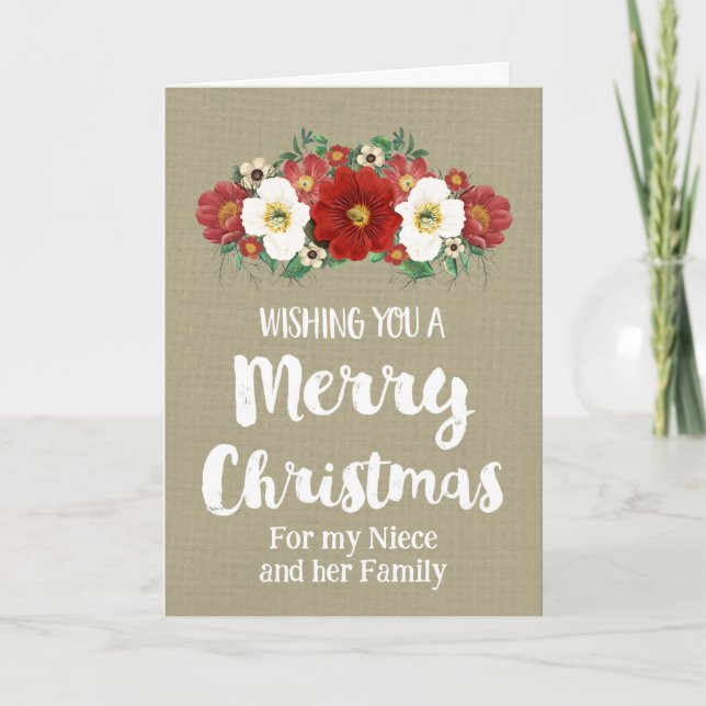 Rustic Niece & Family Merry Christmas Card (Front)