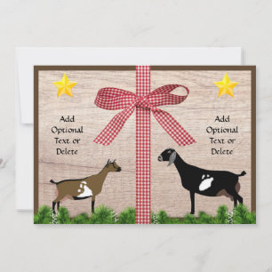 Rustic Nigerian and Nubian Goat Christmas Greeting Holiday Card