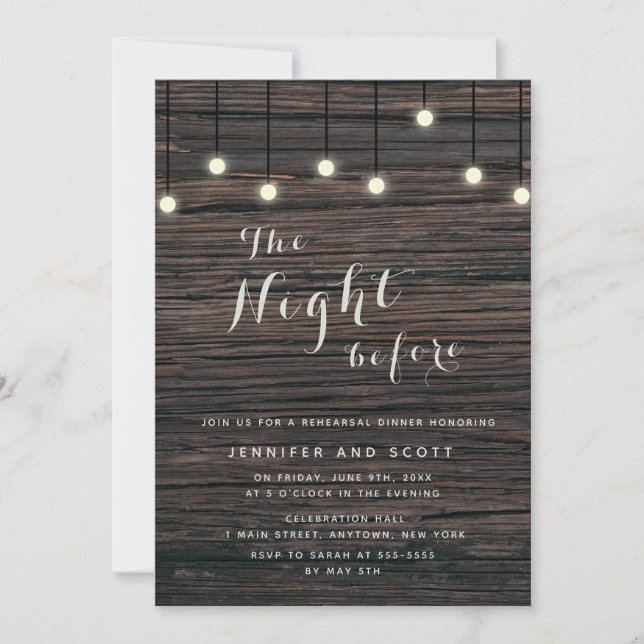 Rustic Night Before Rehearsal Dinner Invitations (Front)
