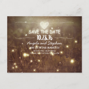 rustic night lights save the date postcards