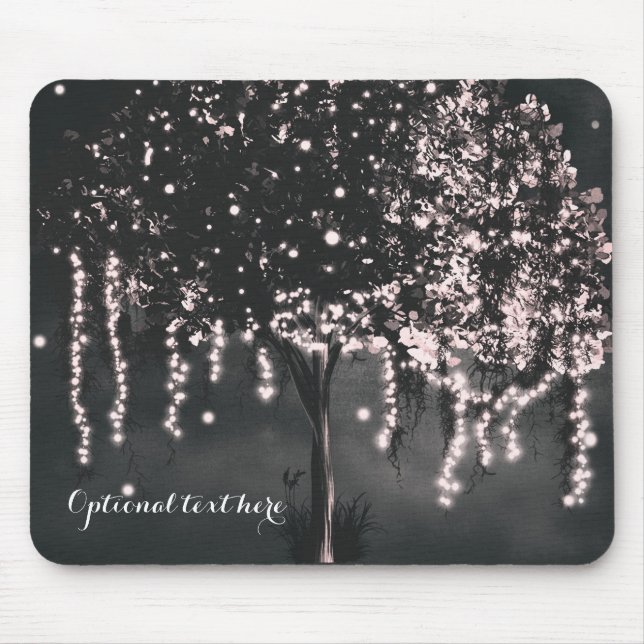 Rustic Night Mossy Tree Lights Elegant Mouse Pad (Front)