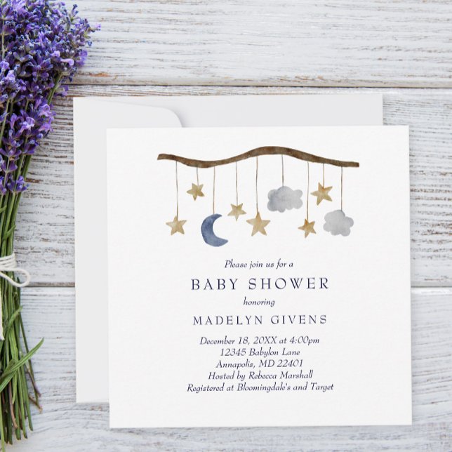 Rustic Night Sky Mobile Baby Shower Invitation (Creator Uploaded)