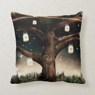 Rustic Night Tree with Lights & Mason Jars Cushion