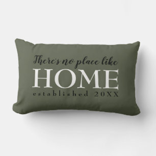 Rustic No Place Like Home Year Established Green Lumbar Cushion