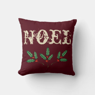 Rustic Noel Christmas Throw Pillow 