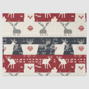 Rustic Nordic Reindeer & Snowflake Knit Pattern Tissue Paper