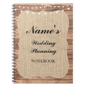 Rustic Notebook Wedding Planning Burlap Notes
