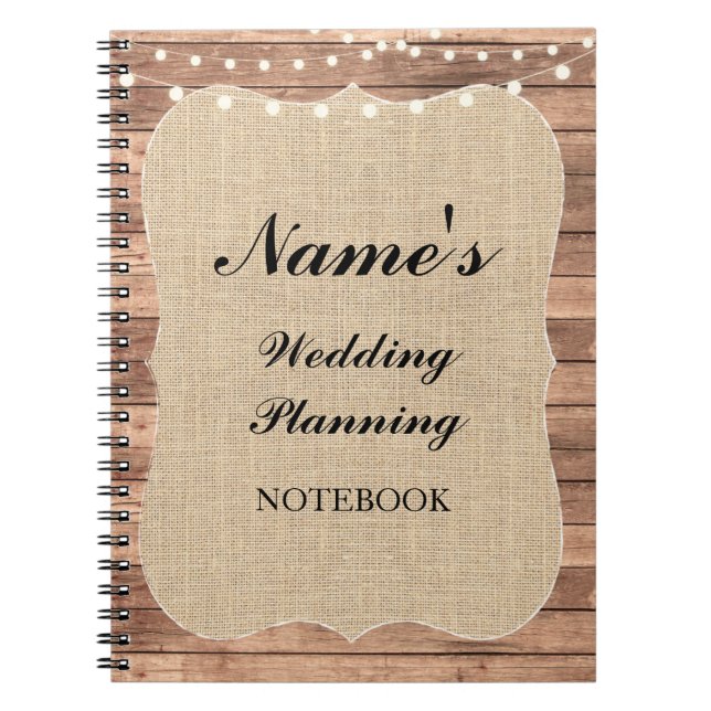 Rustic Notebook Wedding Planning Burlap Notes (Front)
