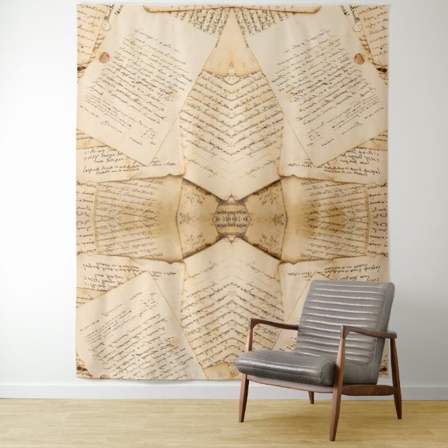 Rustic Notepad Leaflets Pattern Wall Tapestry (In Situ)
