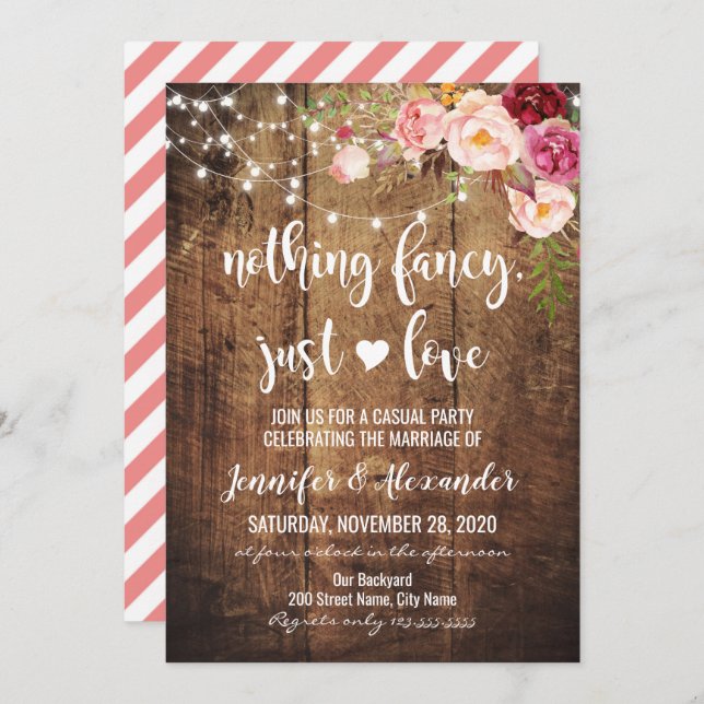 Rustic Nothing Fancy Just Love Invitation (Front/Back)
