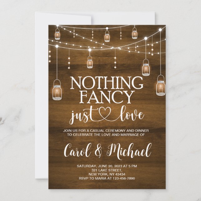 Rustic Nothing Fancy Just Love invitation (Front)