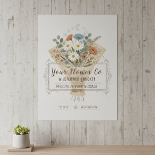 Rustic Novel-Wrapped Flowers Customisable Poster