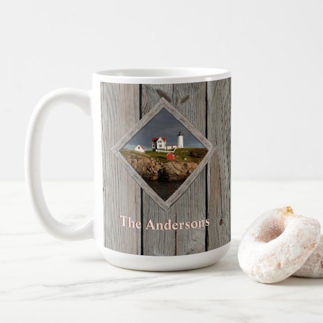 Rustic Nubble Family Lighthouse Coffee Mug (With Donut)