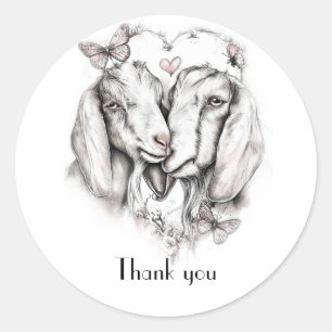 Rustic Nubian Goat Sketch  Classic Round Sticker