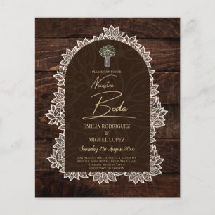 Rustic NUESTRA BODA Backyard Woodland Wood Lace Flyer