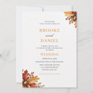 Rustic Oak Acorn Autumn Wedding Invitation