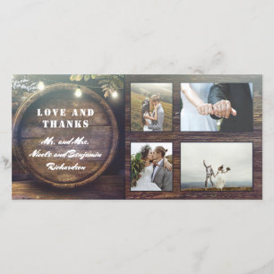 Rustic Oak Barrel Country Wedding Thank You Card