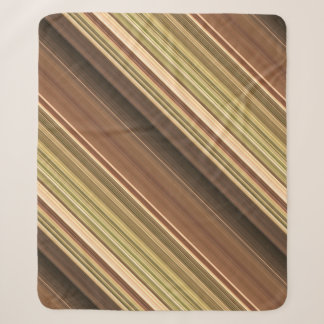 Rustic Oak Brown and Green Stripe Sherpa Blanket