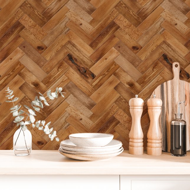 Rustic Oak Herringbone Wallpaper (Creator Uploaded)