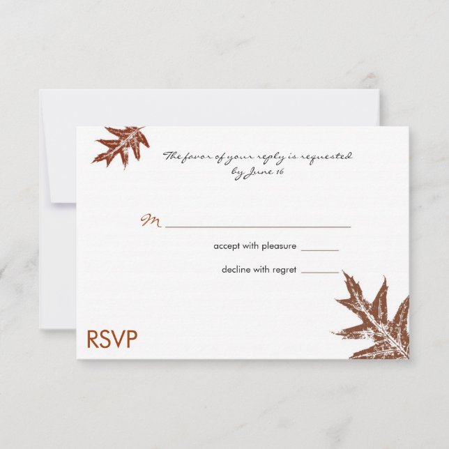 Rustic Oak Leaf Wedding RSVP Card (Front)