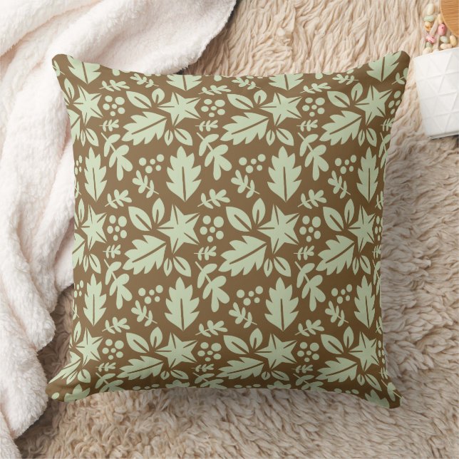 Rustic Oak & Maple Leaf Pattern Cushion (Blanket)