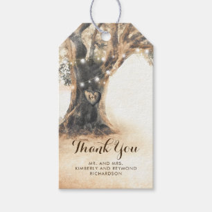 Rustic Oak Tree and Carved Heart Wedding Gift Tags