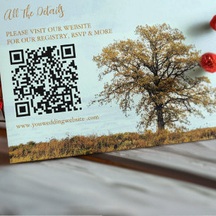 Rustic Oak Tree Autumn Wedding Details Enclosure Card