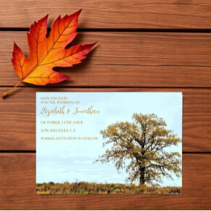 Rustic Oak Tree Autumn Wedding Save The Date