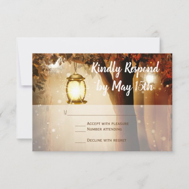 Rustic Oak Tree Fall Leaves Wedding RSVP Cards (Front)