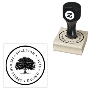 Rustic Oak Tree Personalized Return Address Rubber Stamp