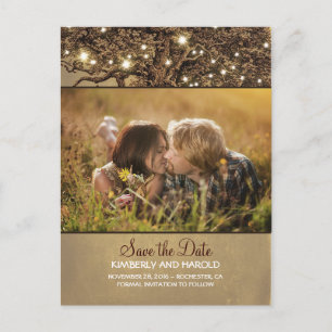 Rustic Oak Tree Photo Save the Date Announcement Postcard