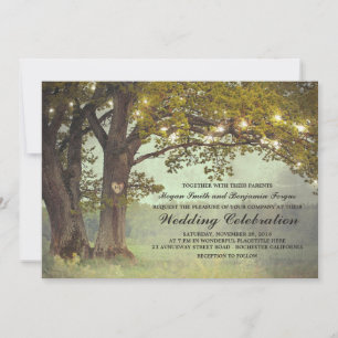 Rustic Oak Tree Romantic Wedding Invitation