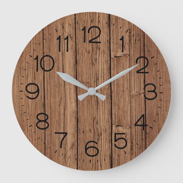 Rustic Oak Wood Large Clock (Front)