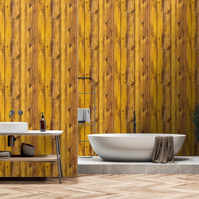 Rustic Oak Wood Wallpaper (Bathroom)