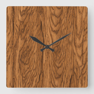 Rustic Oak Woodgrain Texture Square Wall Clock