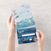 Rustic Ocean All in One Wedding Invite