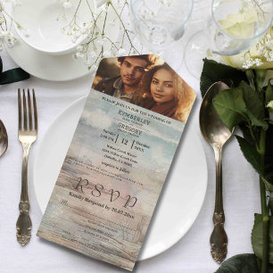 Rustic Ocean Beach Abstract Landscape Minimalist All In One Invitation