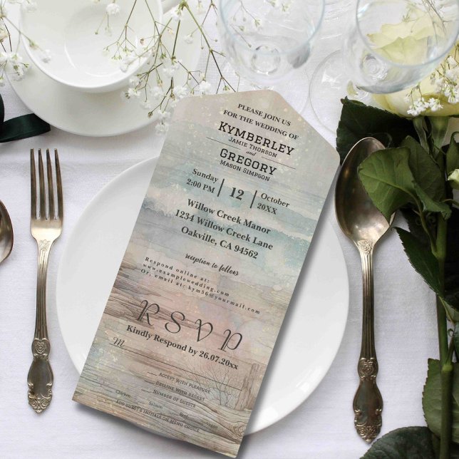 Rustic Ocean Beach Abstract Landscape Minimalist All In One Invitation (Creator Uploaded)