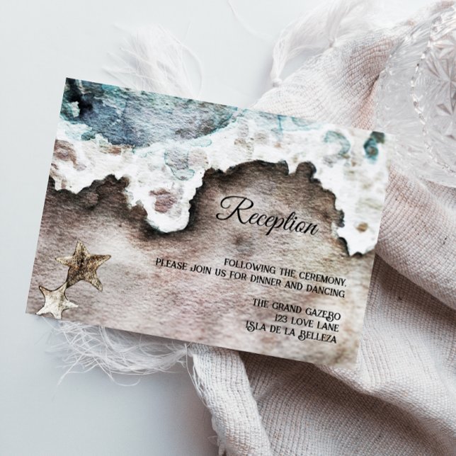 Rustic Ocean | Beach Destination Wedding Reception Enclosure Card (Creator Uploaded)