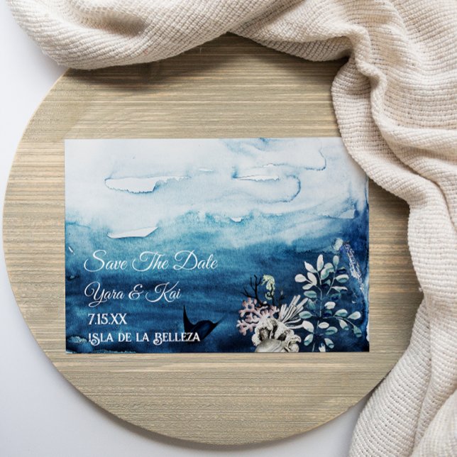 Rustic Ocean Flat Save The Date Card (Creator Uploaded)