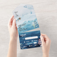 Rustic Ocean Menu Choice RSVP Wedding All In One I